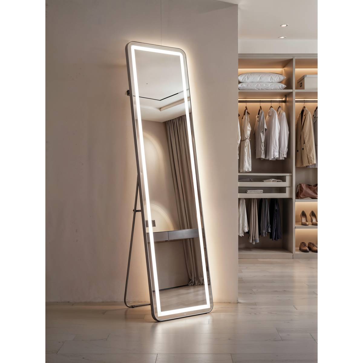 Miroir led, 40x150 cm, argent