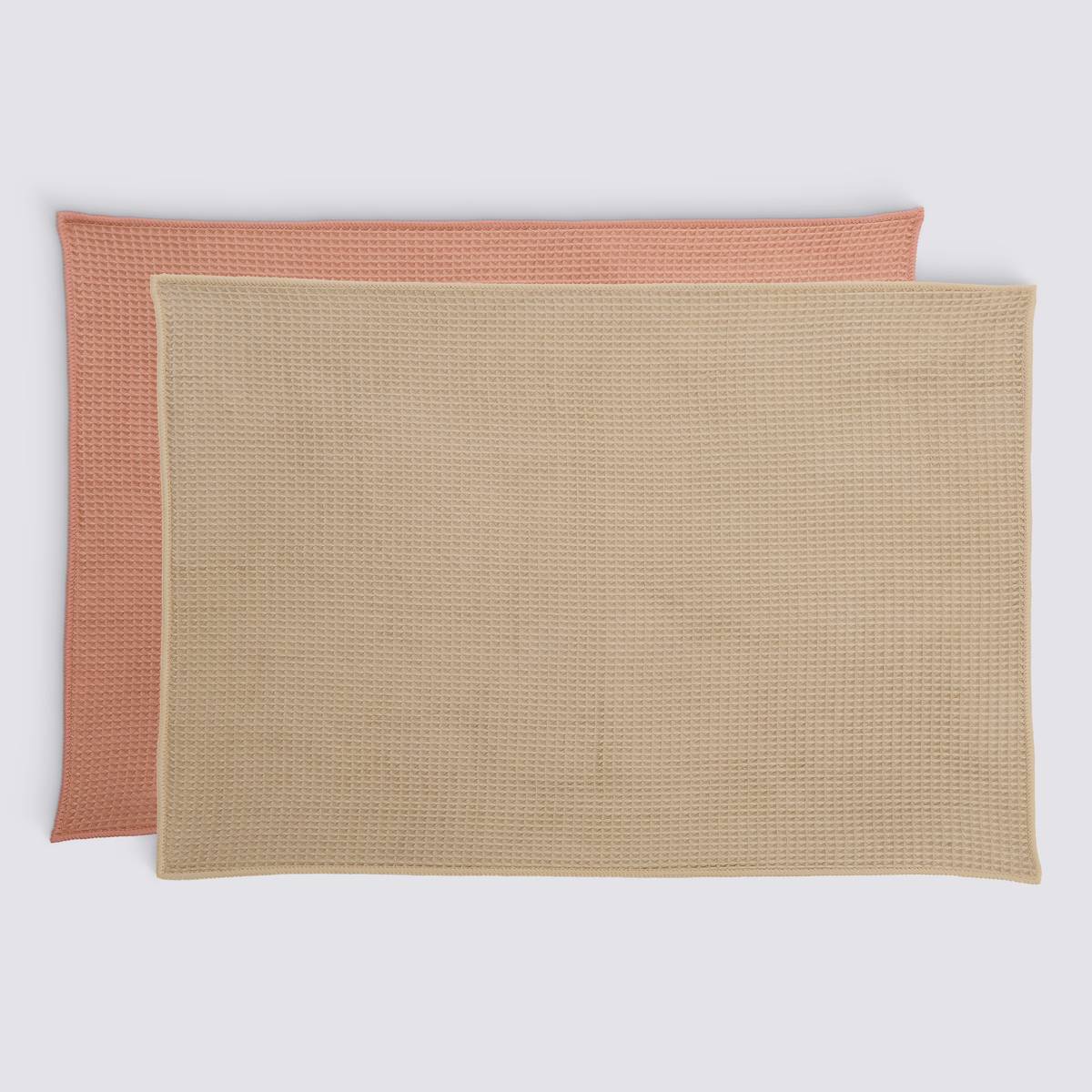 Lot de 2 chiffons, 60x45 cm, beige / rose