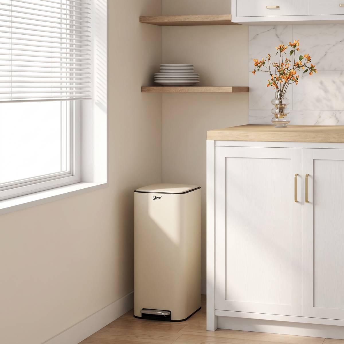 Poubelle manuelle slim, 30l, argile Delta