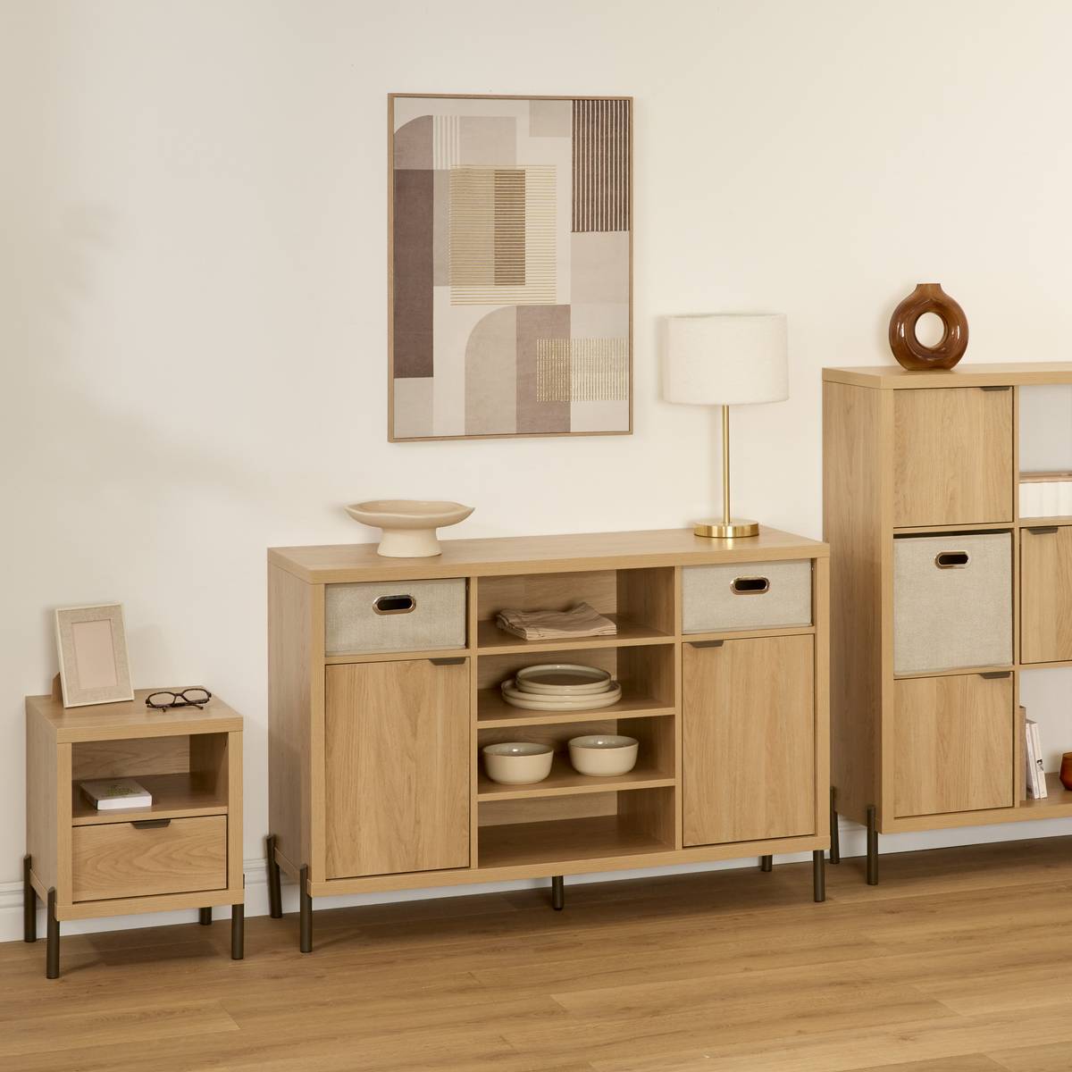 Buffet 2 portes, 120,5x39,5 cm, beige