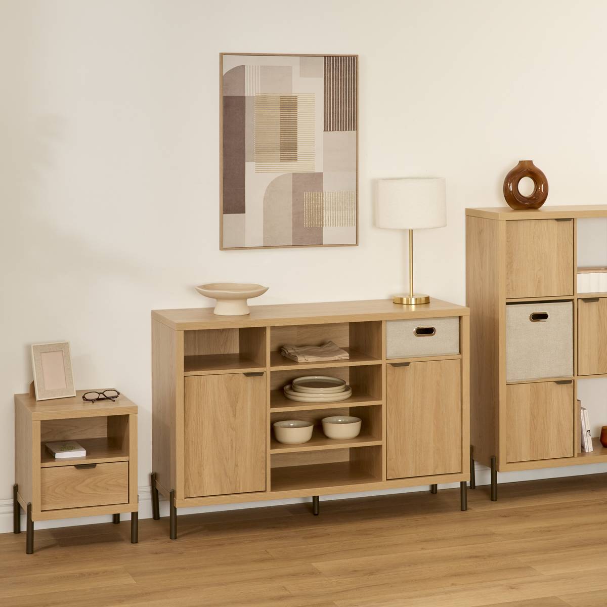 Buffet 2 portes, 120,5x39,5 cm, beige