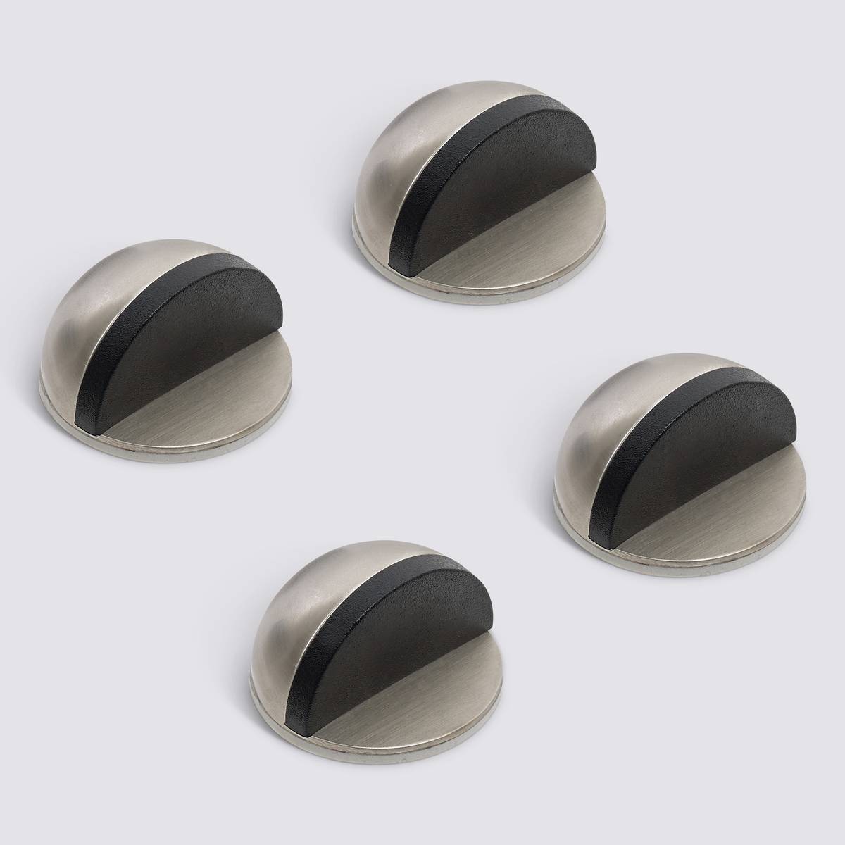 Lot de 4 stop-portes adhésifs, acier inoxydable, argent