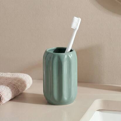 Porte-brosse à dents, d.8 x h.11,9 cm, grès, ficus Colorama
