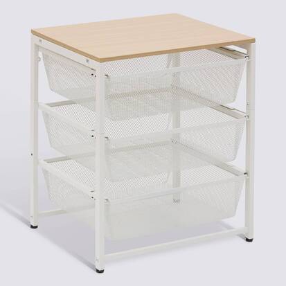 Colonne de rangement 3 tiroirs, h.72,5 cm, blanc Meshy
