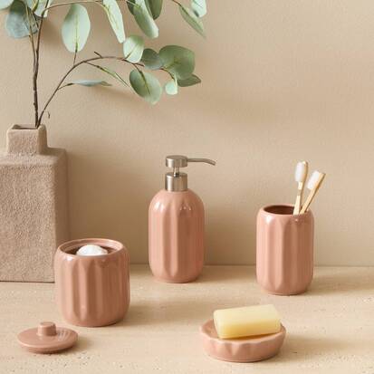 Porte-savon, d.11 cm, grès, rose blush Colorama