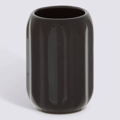 Porte-brosse à dents, d.8 x h.11,9 cm, grès, noir Colorama