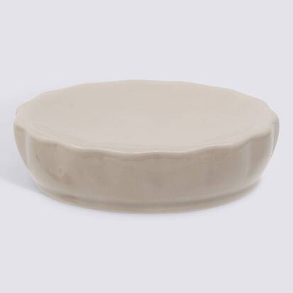 Porte-savon, d.11 cm, grès, beige lin Colorama
