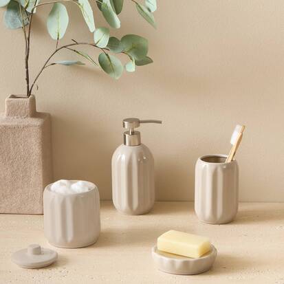 Porte-savon, d.11 cm, grès, beige lin Colorama