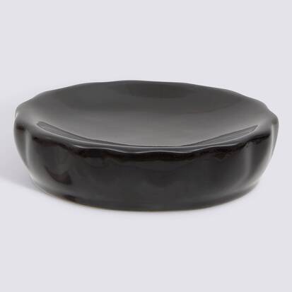 Porte-savon, d.11 cm, grès, noir Colorama