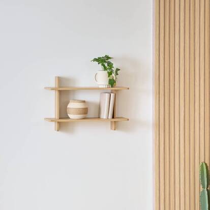 Étagère murale, 2 niveaux, 60x19 cm, beige Fixy