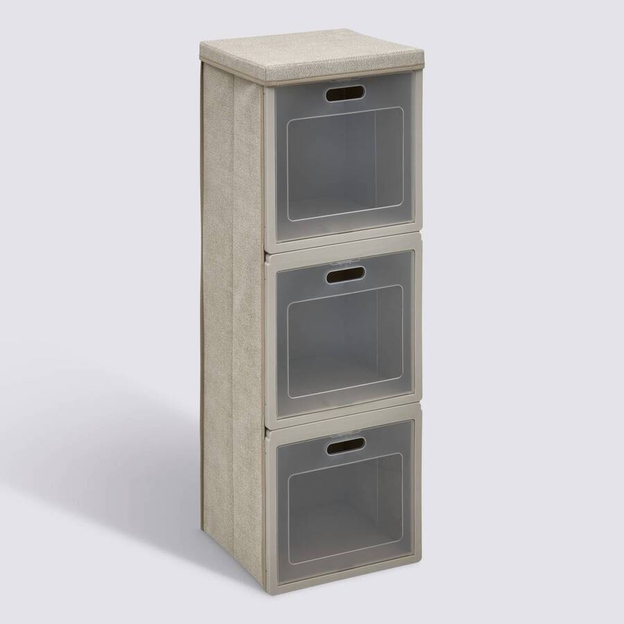 Rangement 3 cases, 30,5x30,5 cm, beige Cube'n door