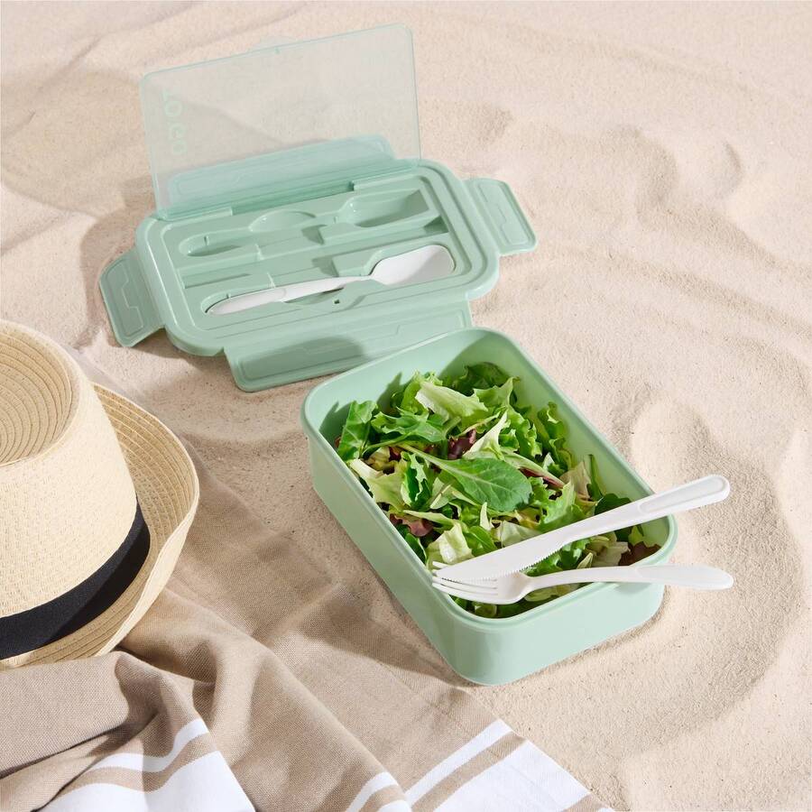 Lunch box avec couverts, 1,2l, vert