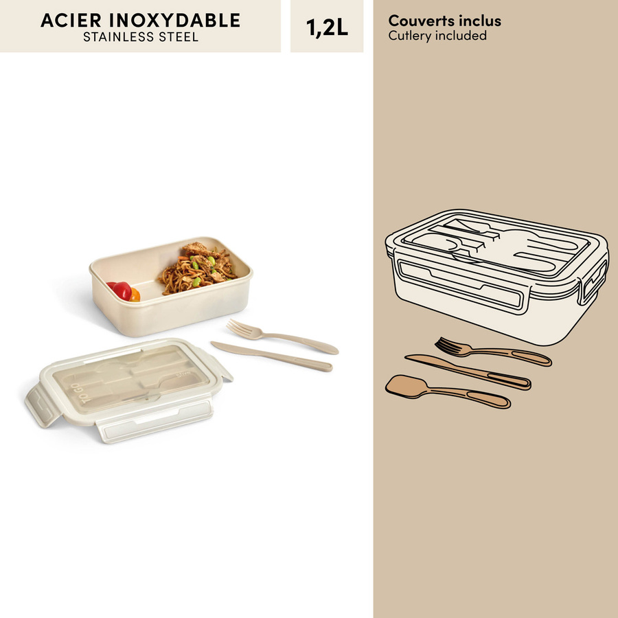 Lunch box avec couverts, 1,2l, argile