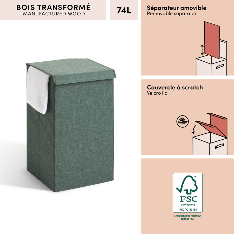 Corbeille à linge, 74l, ficus Colorama