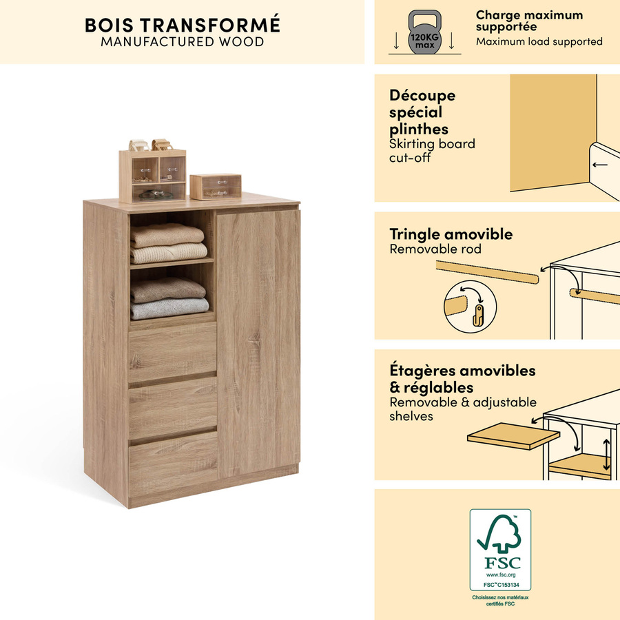 Penderie, h.115 cm, beige Dolo