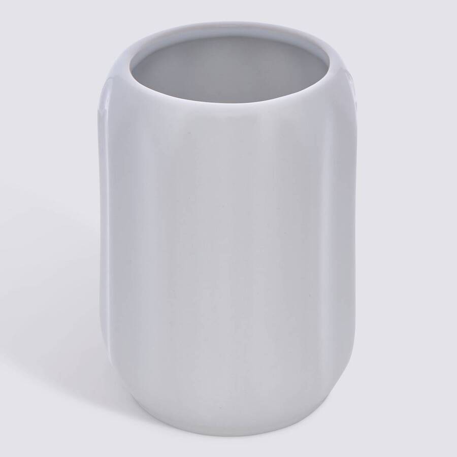Porte-brosse à dents, d.8 x h.11,9 cm, grès, blanc Colorama