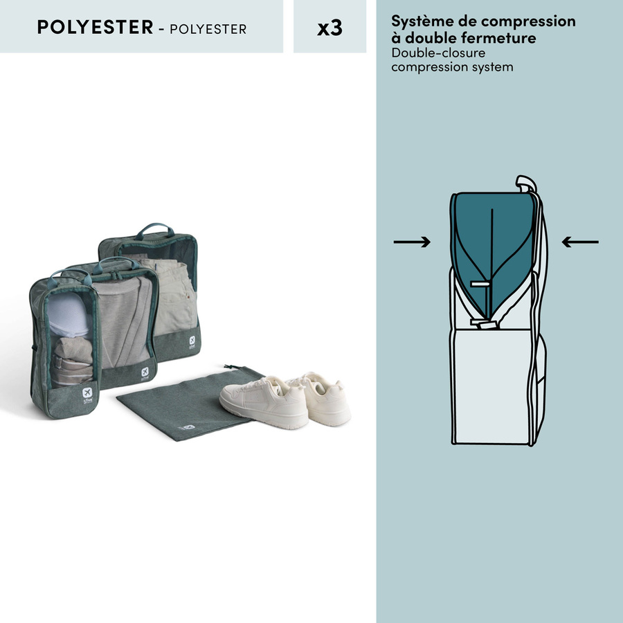Lot de 3 sacs compresseurs avec sac de rangement, 4 pièces