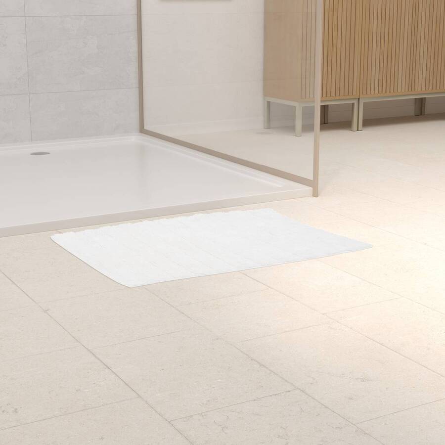 Tapis cotelé, coton, 75x50 cm, blanc Solis