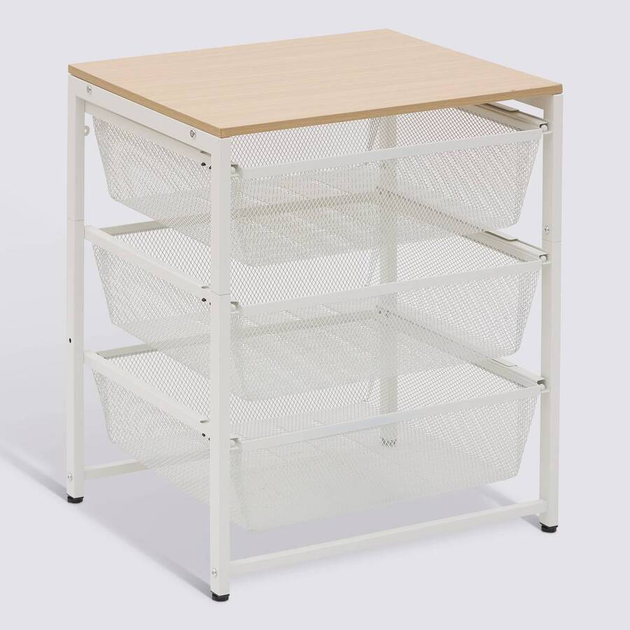 Colonne de rangement 3 tiroirs, h.72,5 cm, blanc Meshy