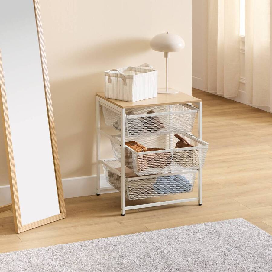 Colonne de rangement 3 tiroirs, h.72,5 cm, blanc Meshy