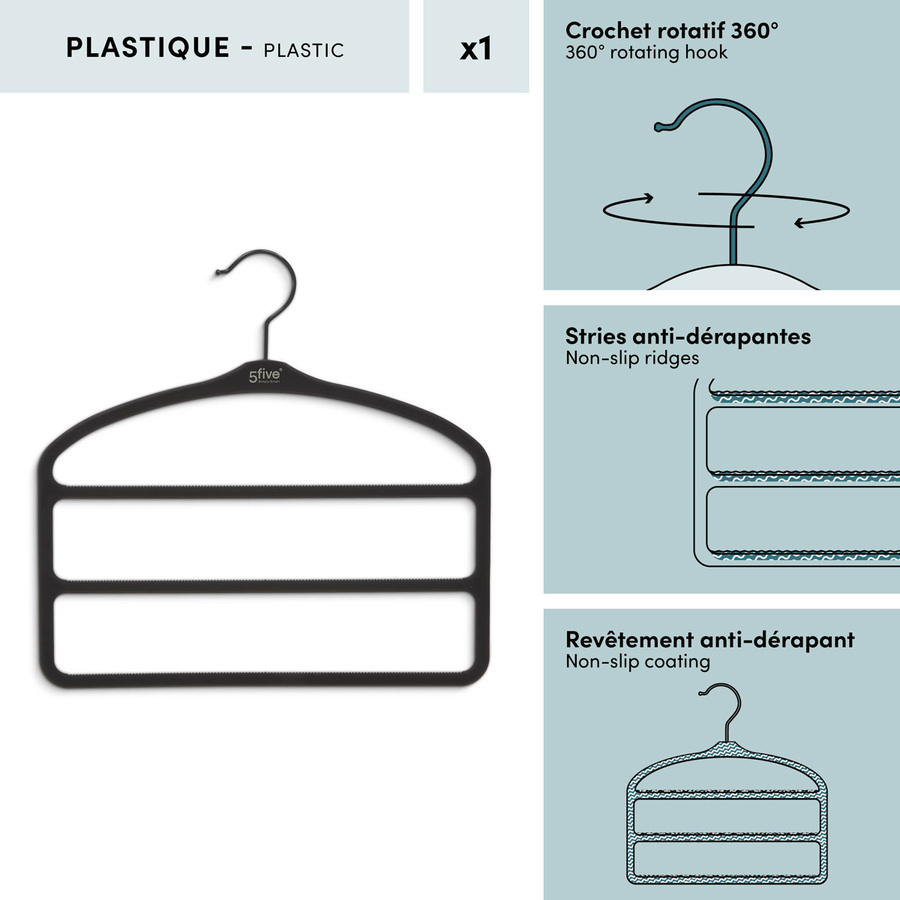 Cintre pour pantalon, l.34,5 cm, noir Hang'pant