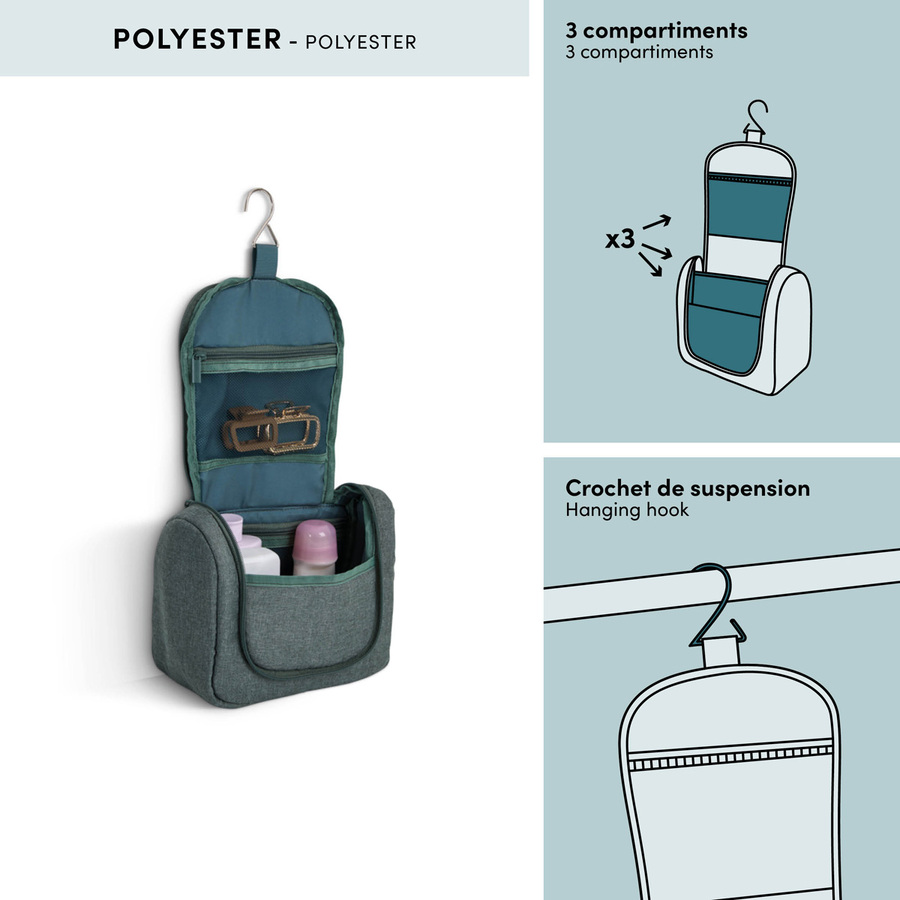 Trousse de toilette de voyage, l.22 x h.18 cm