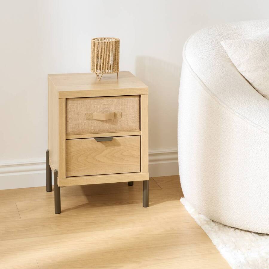 Table de chevet 1 porte, 40,5x39,5 cm, beige Alvo