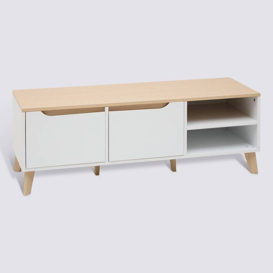 Meuble tv 2 portes, 120x40 cm, blanc Luma