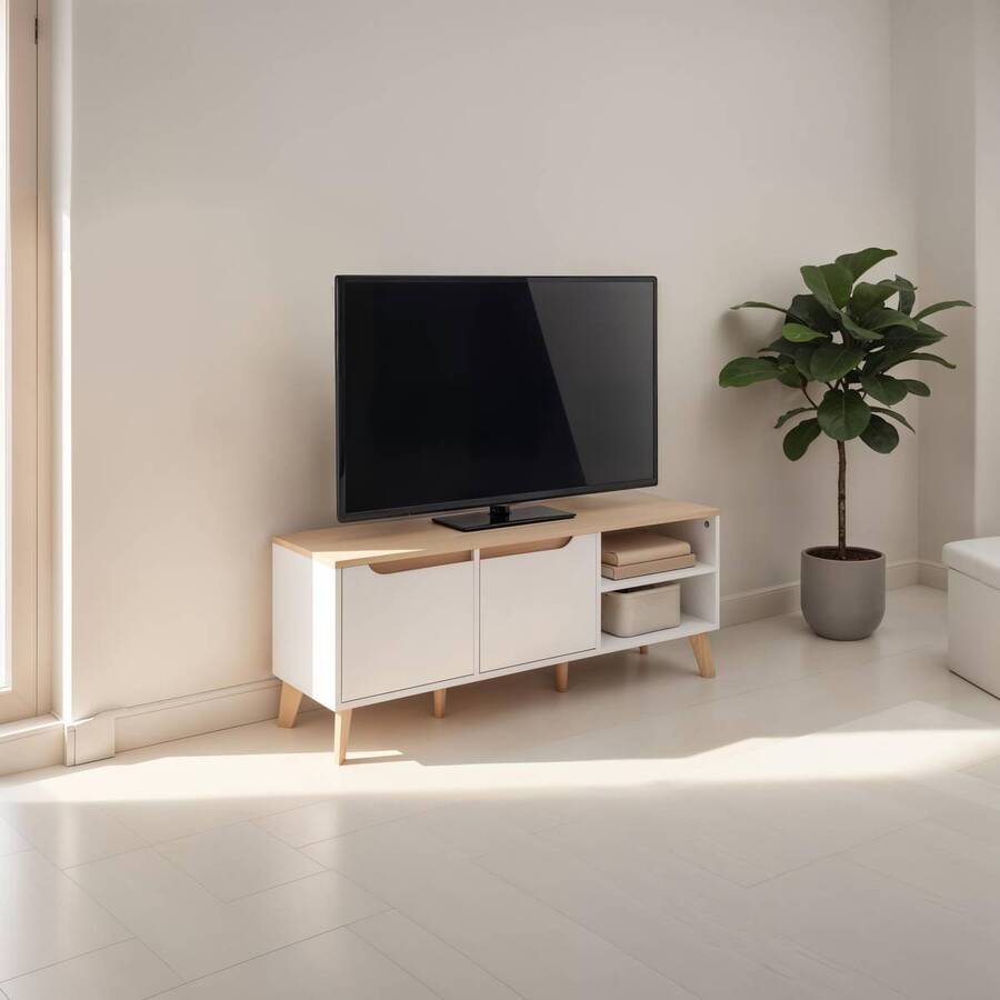 Meuble tv 2 portes, 120x40 cm, blanc Luma