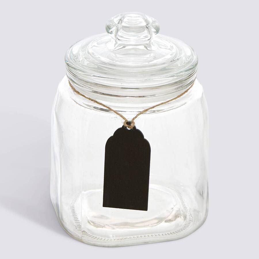 Bonbonnière en verre avec ardoise, 1,2l, transparent Bonby