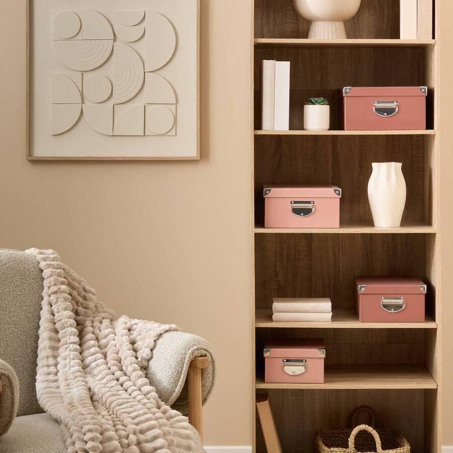 Lot de 4 boîtes de rangement, rose blush et rose foncé Box'