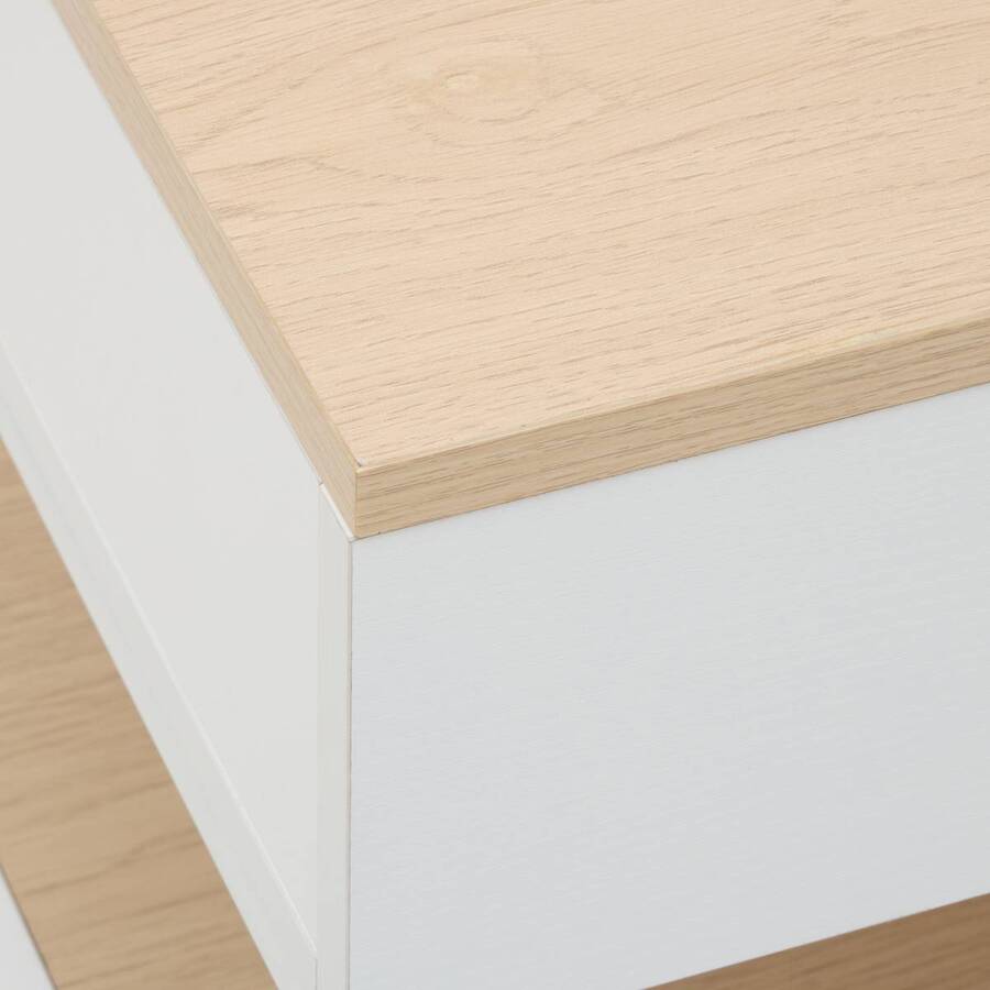 Table basse 1 tiroir 1 porte, 90x50 cm, blanc Luma