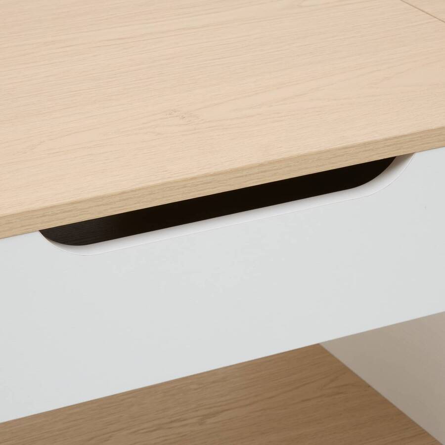 Table basse 1 tiroir 1 porte, 90x50 cm, blanc Luma