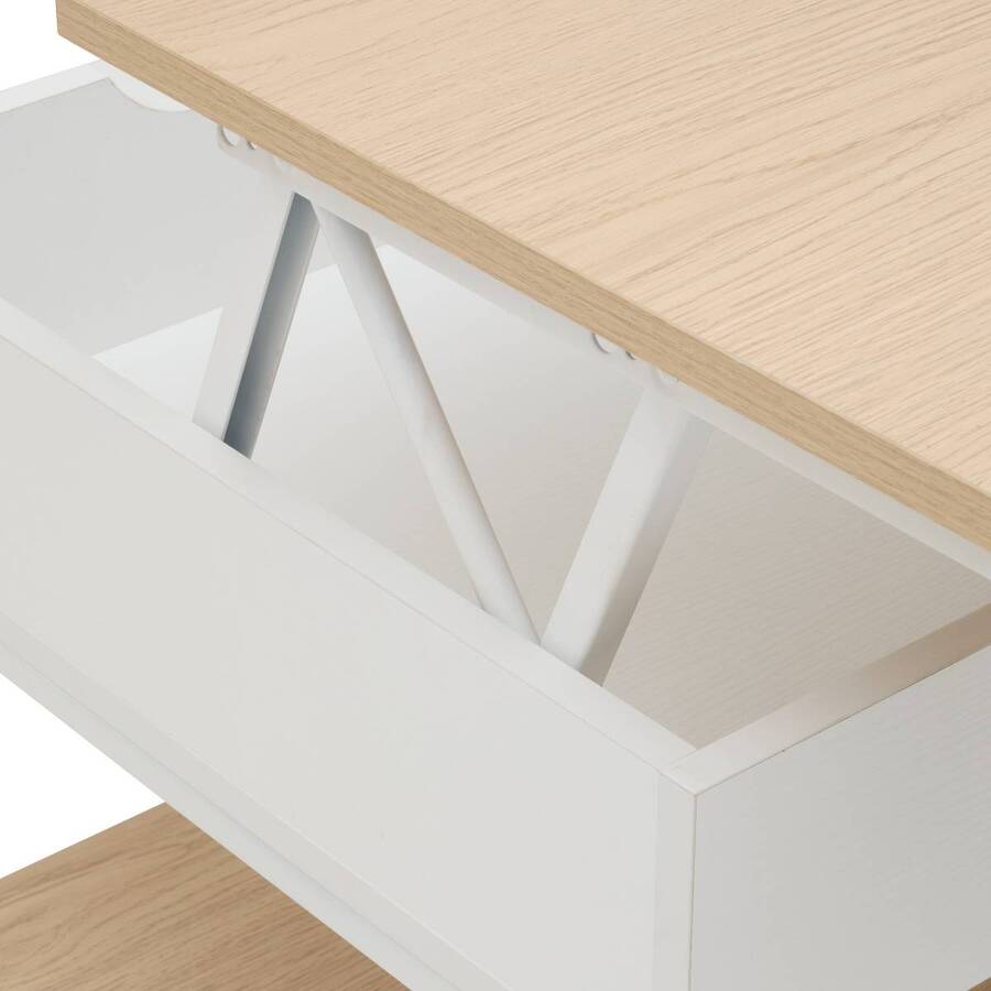 Table basse 1 tiroir 1 porte, 90x50 cm, blanc Luma