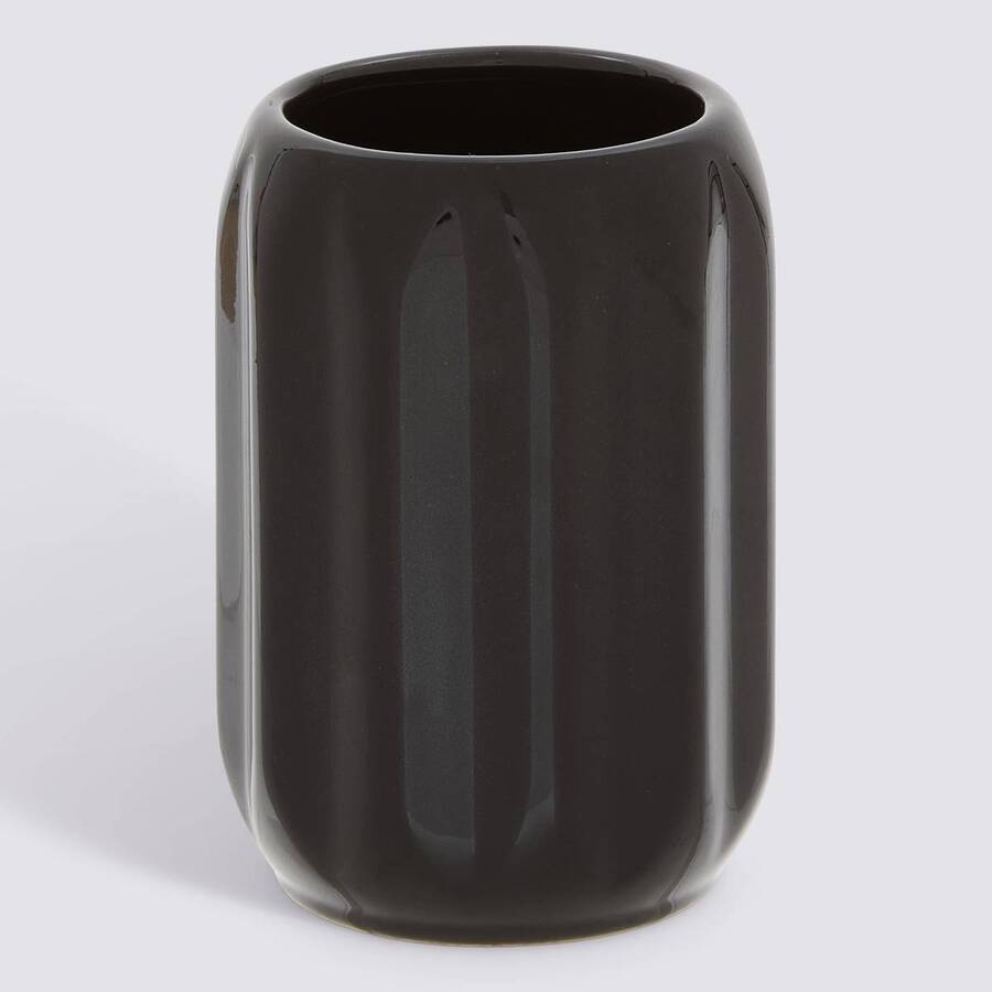 Porte-brosse à dents, d.8 x h.11,9 cm, grès, noir Colorama