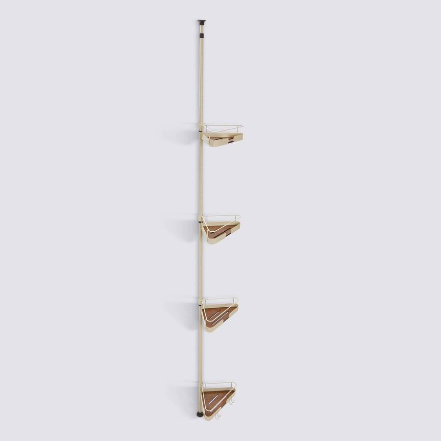 Étagère de douche téléscopique, 4 niveaux, beige Argileo