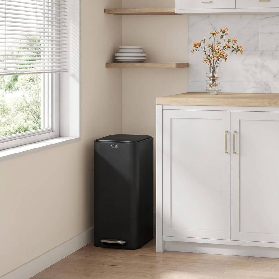 Poubelle manuelle slim, 30l, noir Delta