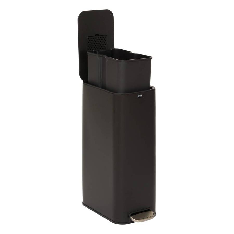 Poubelle manuelle slim, 30l, noir Delta