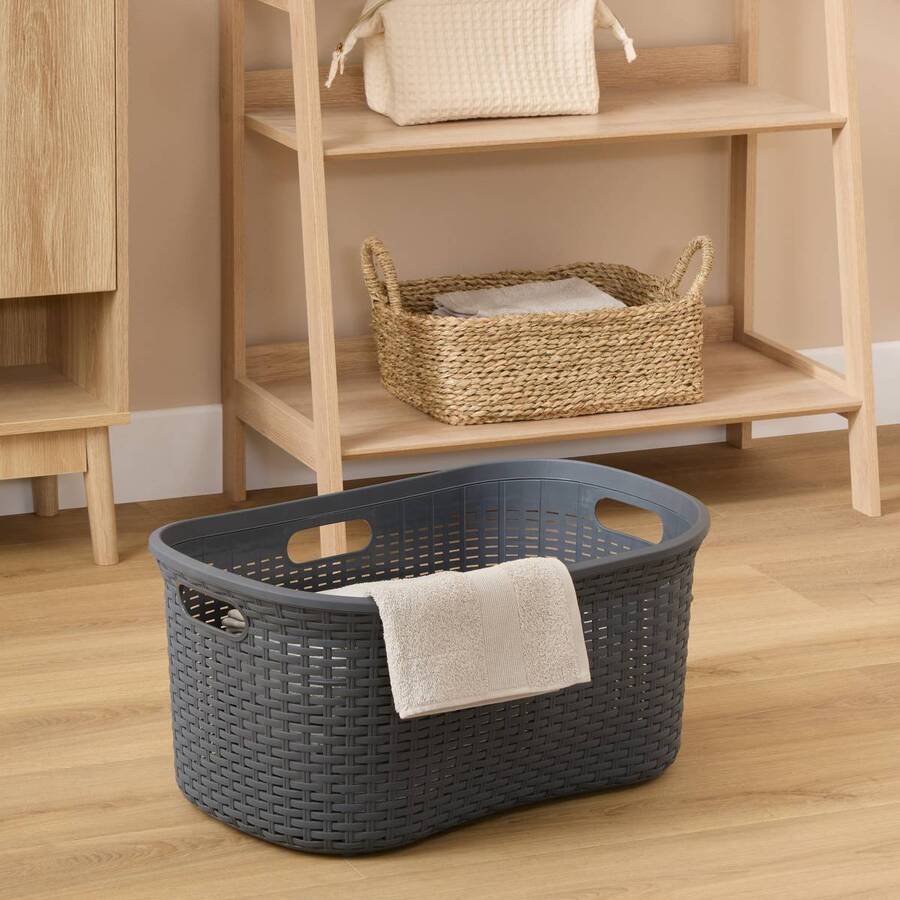 Corbeille à linge, 40l, gris foncé