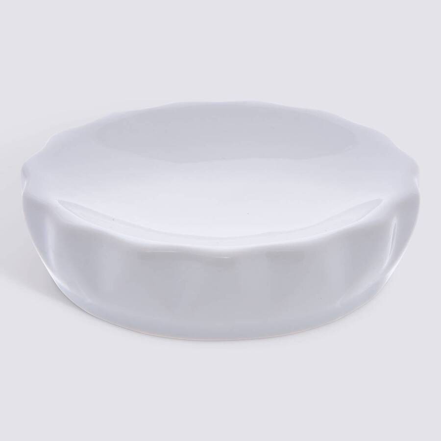 Porte-savon, d.11 cm, grès, blanc Colorama