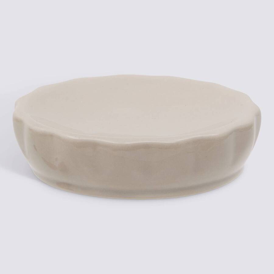 Porte-savon, d.11 cm, grès, beige lin Colorama