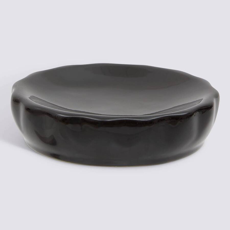 Porte-savon, d.11 cm, grès, noir Colorama