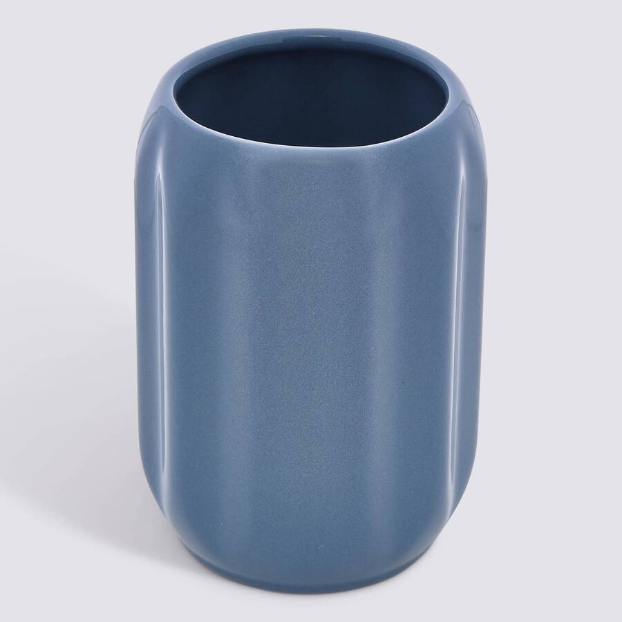 Porte-brosse à dents, d.8 x h.11,9 cm, grès, bleu Colorama