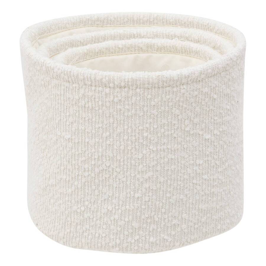 Lot de 3 paniers de rangement, d.14/16/18 cm, blanc Bouclette