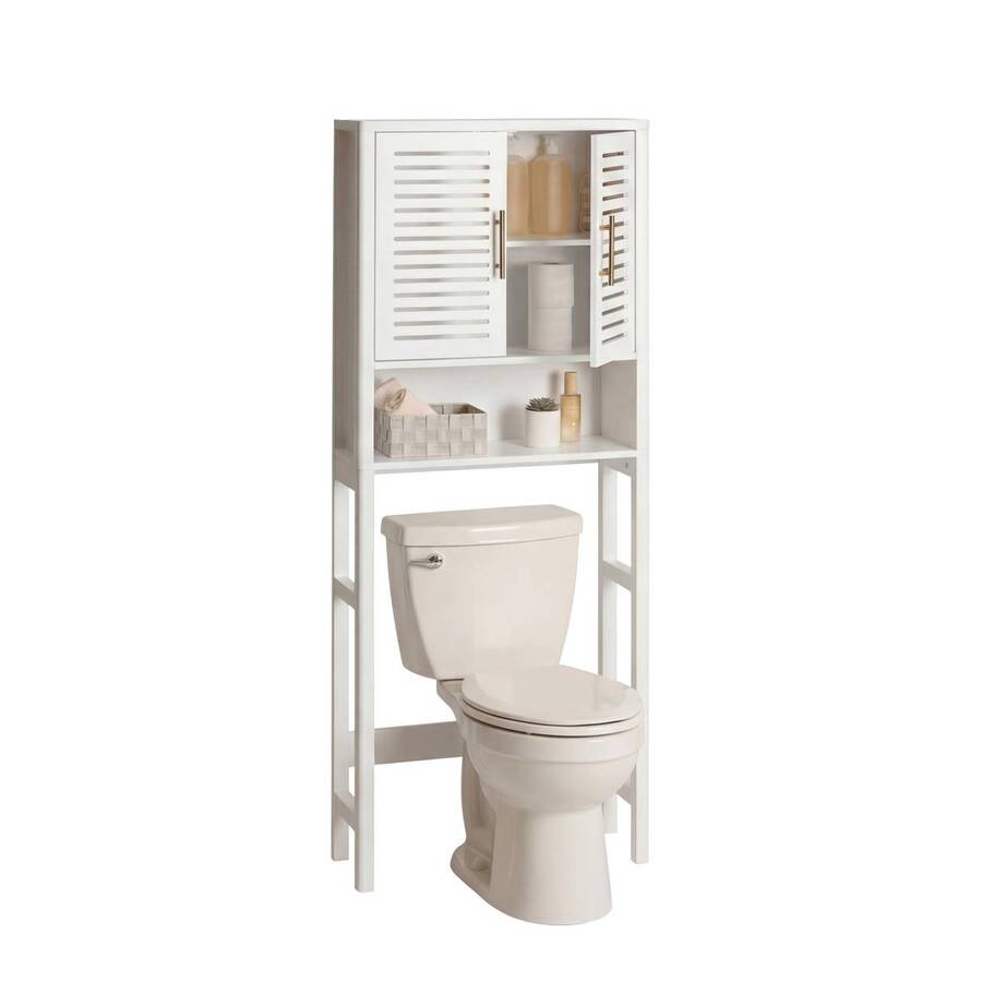 Meuble wc 2 portes 1 étagère, 67x25 cm, blanc Orea