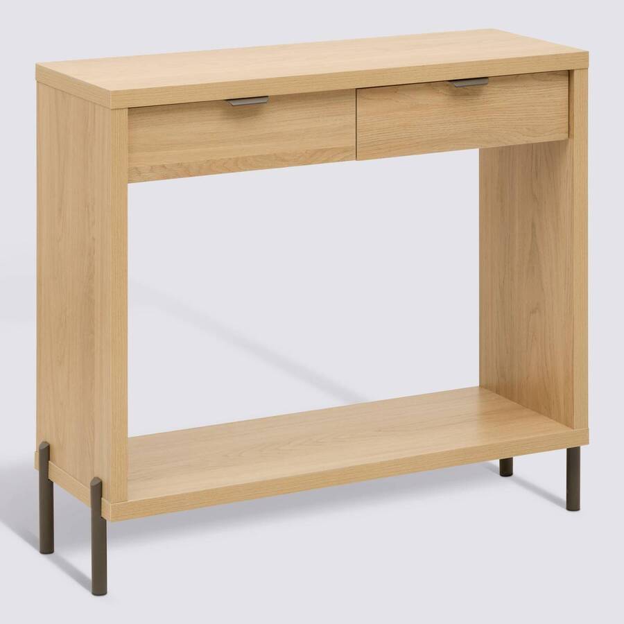 Console 2 tiroirs, 92,5x32 cm, beige Alvo
