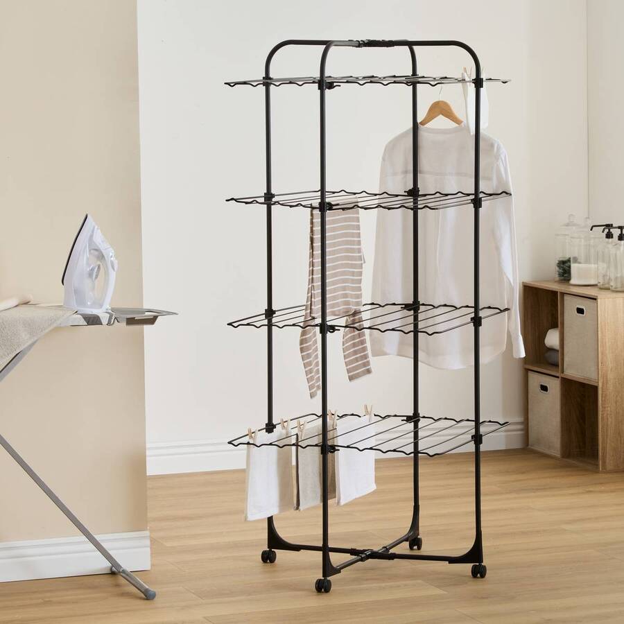 Étendoir à linge tour, h.166 cm, noir Olympe