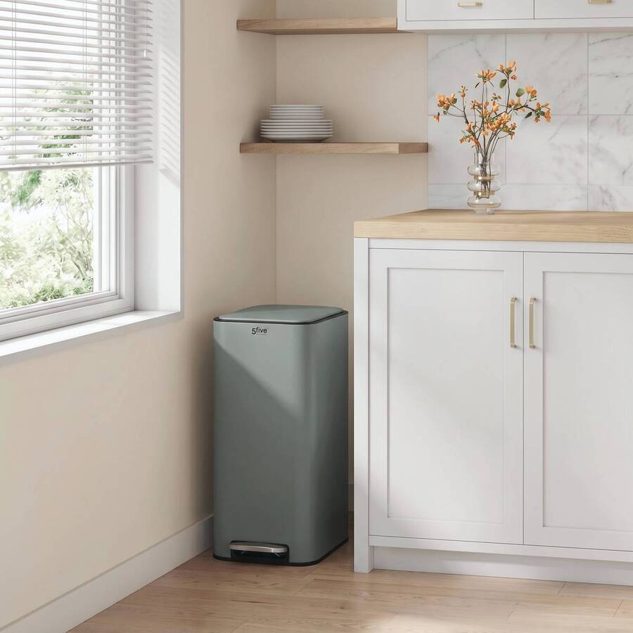 Poubelle manuelle slim, 30l, vert Delta