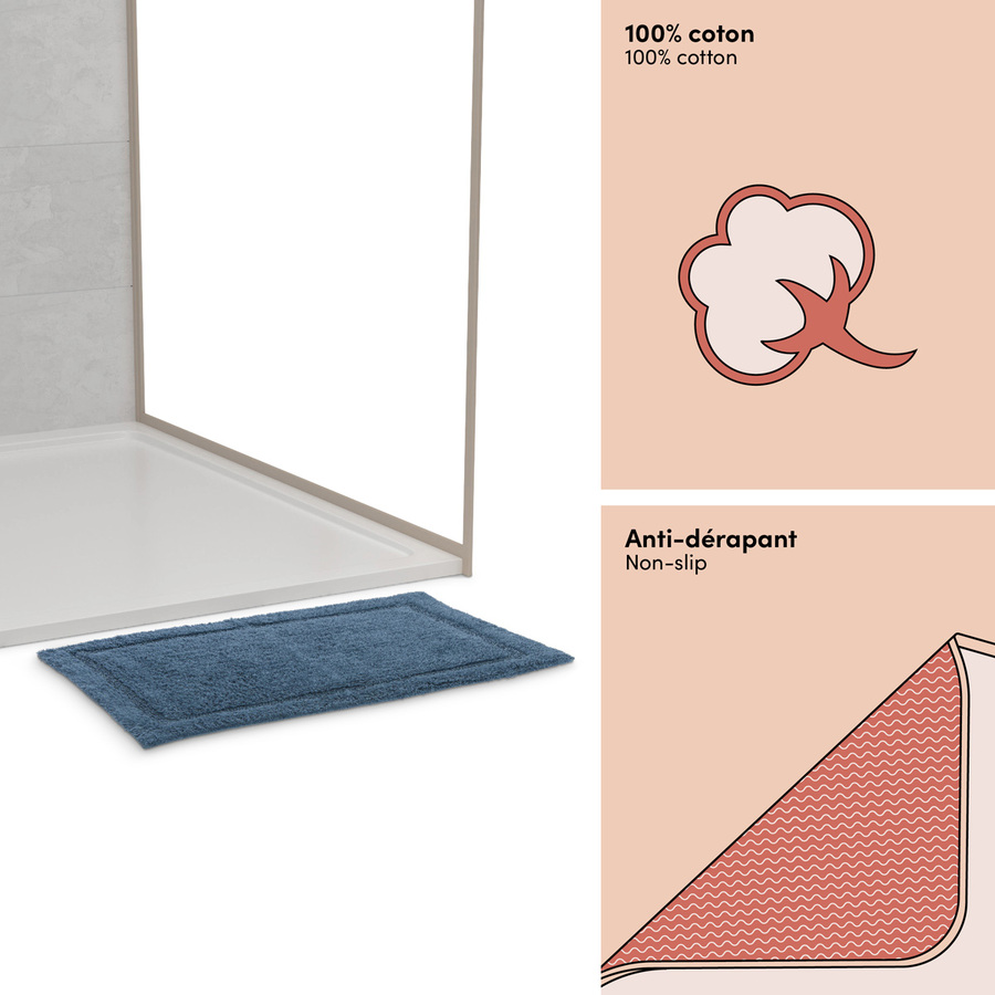 Tapis, coton, 75x50 cm, bleu Colorama