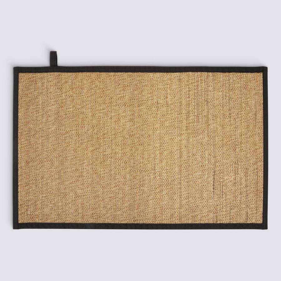 Tapis, bambou, 80x50 cm, beige et noir Stemy